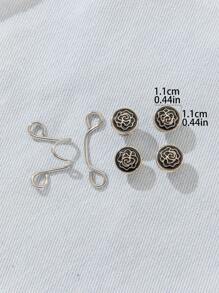 1pc Women's Metal Fashion Herringbone Decor Cinch Waist Adjustable Buckle, Suitable For Pants, Skirts To Prevent Exposure, Casual Everyday Use, Great Gift - Black - View 4