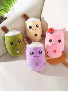 1 Miếng 25cm/9.8in Dễ thương Trà trái cây Hình cốc Đồ chơi Plush Với Trân châu , Món quà tốt nhất Đối với Trẻ em Và Thú cưng - Hồng - Xem 5