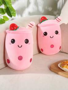 1 Miếng 25cm/9.8in Dễ thương Trà trái cây Hình cốc Đồ chơi Plush Với Trân châu , Món quà tốt nhất Đối với Trẻ em Và Thú cưng - Hồng - Xem 4