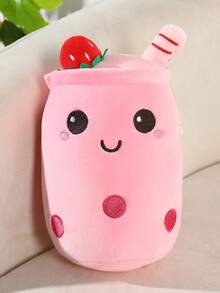 1 Miếng 25cm/9.8in Dễ thương Trà trái cây Hình cốc Đồ chơi Plush Với Trân châu , Món quà tốt nhất Đối với Trẻ em Và Thú cưng - Hồng - Xem 3