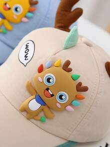 1pc Kids' Adjustable Animal Cartoon Style Baseball Cap With Letter Print Brim, Suitable For Daily Wear - Blue - View 3