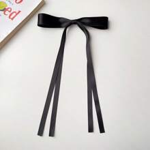 1 件适合女孩的小发饰和长尾巴，缎面双层蝴蝶结夹蝴蝶结发夹发夹适用于法式发饰，适合女士女孩可爱、学校万圣节