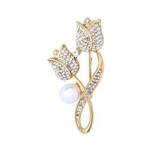 1件女士珠寶首飾黃金鉆石珍珠胸針 - 金黃色 - 查看 4