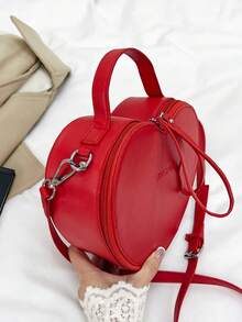 1 Pc Woman's Love Style PU Leather Zipper Closed Fashion Handbag Is Suitable For Valentine's Day Gifts In Autumn And Winter Valentines - Red - View 6