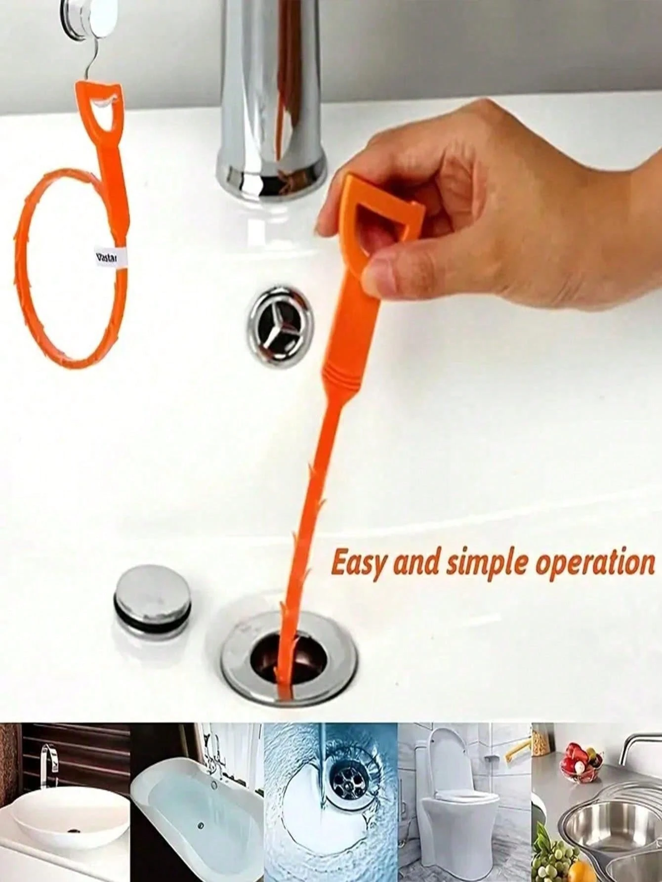 Drain Clog Remover Tool, 6 Pack Drain Hair Clog Remover Tool, 24 Inch Drain Cleaner Tool For