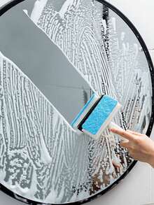 1pc Double-Sided Glass Cleaning Brush Mirror Wiper Bathroom Cleaning Tool Sink Scraper For Kitchen&Toilet - Blue - View 4