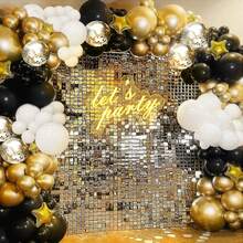 182件黑色和金色氣球花環弧套件,包括diy黑、白、金色5/10/12/18英寸氣球以及彩色碎屑氣球,非常適合新年夜、婚禮週年紀念日、生日派對裝飾 - 金色 - 查看 8