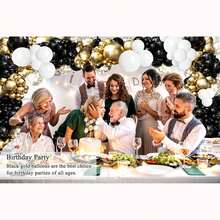 182件黑色和金色氣球花環弧套件,包括diy黑、白、金色5/10/12/18英寸氣球以及彩色碎屑氣球,非常適合新年夜、婚禮週年紀念日、生日派對裝飾 - 金色 - 查看 6