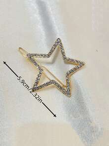 1個時髦的合金鑲嵌星形髮夾 - 金色 - 查看 4