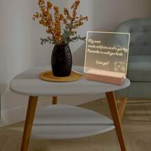 1pc LED Note Board, Acrylic Dry Erase Board With Light, Light Up Dry Erase Board With Stand As A Glow Memo LED Letter Message Board Note Led Board White Board - Yellow - View 5