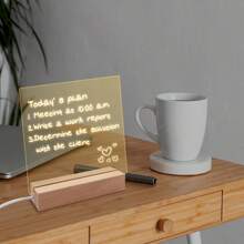 1pc LED Note Board, Acrylic Dry Erase Board With Light, Light Up Dry Erase Board With Stand As A Glow Memo LED Letter Message Board Note Led Board White Board - Yellow - View 1