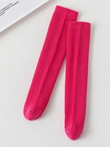 Children's Socks For Spring And Autumn, Boneless Mid-Calf Candy Color Socks For Big Boys And Girls - Hot Pink - View 2