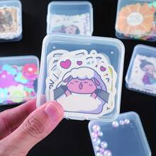 4pcs Mini Transparent Birthday Party Decorative Storage Box: Sticker Storage Box, Bead Storage Box, Organize And Portable For Your Accessories And Parts!,Stickers,Sticker Storage,Sticker Box - Multicolor - View 4