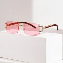 1 件时尚男女通用水钻装饰方形框架时尚眼镜，无框时尚眼镜，Y2k 风格派对眼镜，适合派对、旅行、拍摄和送礼 - 彩色 - 查看 11