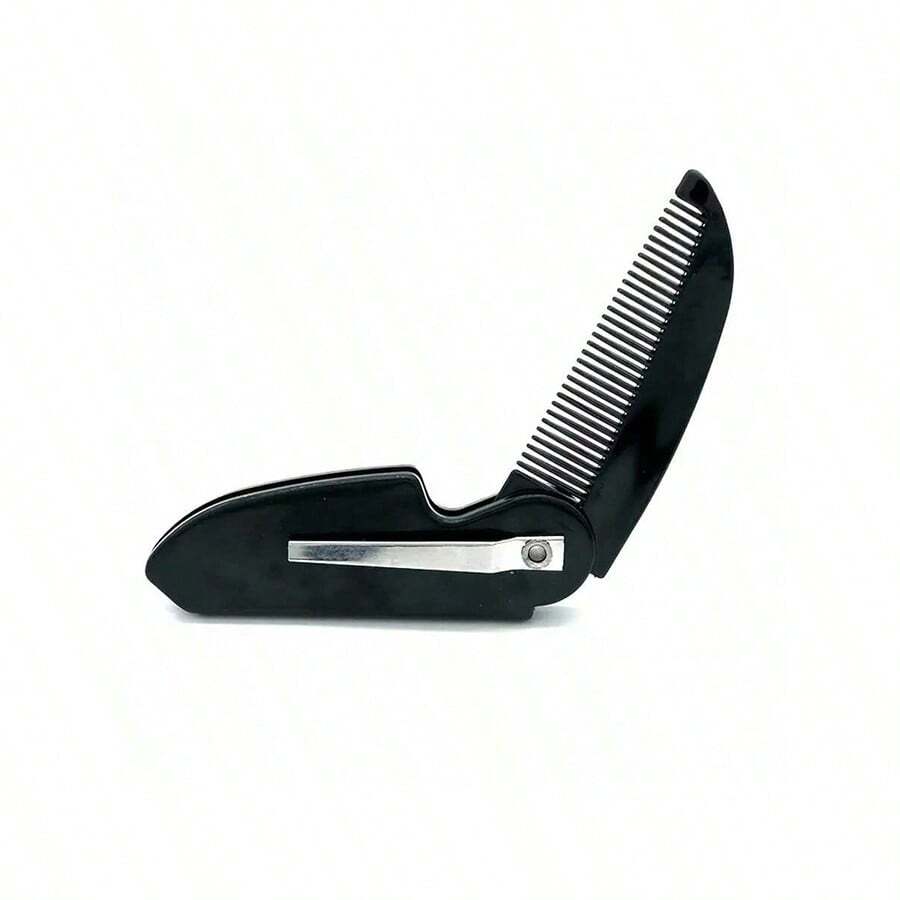 1入折疊式髮型＆鬍鬚梳口袋尺寸旅行理髮梳,男性用剃刀造型塑料梳 - 黑色 - 查看 1