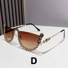 1 件装 欧美风格金属半框水钻装饰时尚凹形眼镜 适合女士驾驶 - 彩色 - 查看 13