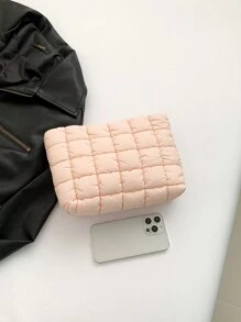 时尚网格图案化妆包、休闲手拿包、带弹性缝纫线的保暖羽绒包、化妆收纳绗缝包、冬季舒适包、化妆收纳包、化妆收纳包、迷你包、旅行小化妆盒、配件、化妆架、刷子包、化妆容器、化妆包、旅行必需品、女士配件、旅行用品、化妆包、化妆包、化妆包、返校用品 - 粉色 - 查看 4