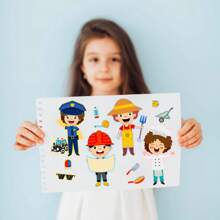6pcs/Pack Educational Diy Puzzles Stickers For Occupation & Facial Expression Changing, Early Learning Pp Stickers For Developing Intelligence, Suitable As Holiday Children Kids Puzzle Gifts Stationery,Party Favors For Boys,Wall Stickers Boys,Kid Stickers