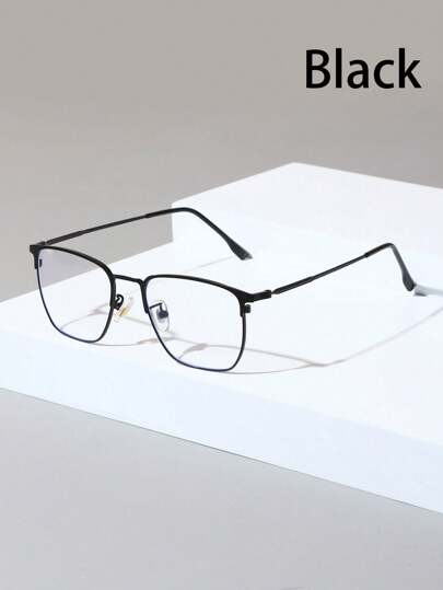 1pc Men's Metal Square Retro Computer Glasses, Unisex Suitable For Office, Decoration, And Gaming