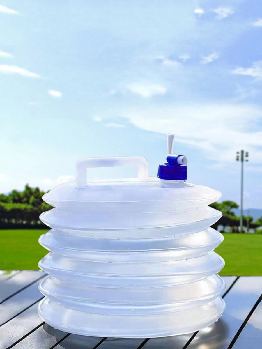 1入組戶外可摺疊桶,便攜露營旅行燒水壺野餐緊急手提水袋 - 白色 - 查看 1