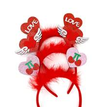 2入組情人節女士頭帶,紅色心形裝飾,適用於節日穿搭,情人節禮物 - 紅色 - 查看 4