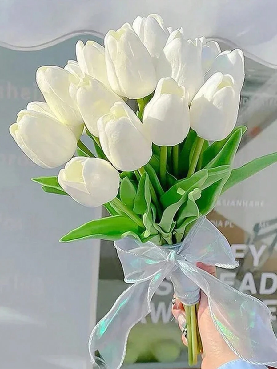 5入組人造鬱金香花束,配有泡沫裝飾,適合婚禮、家居、花園裝飾贈禮 - 彩色 - 查看 1