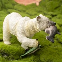 Oso Polar Atrapando Juguete Modelo De Pescado, Adecuado Para La Decoración De Escritorio - Blanco - Ver 7