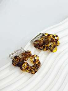 樹脂鏈條組合流蘇耳環 - 雙層鏈條 - 查看 4