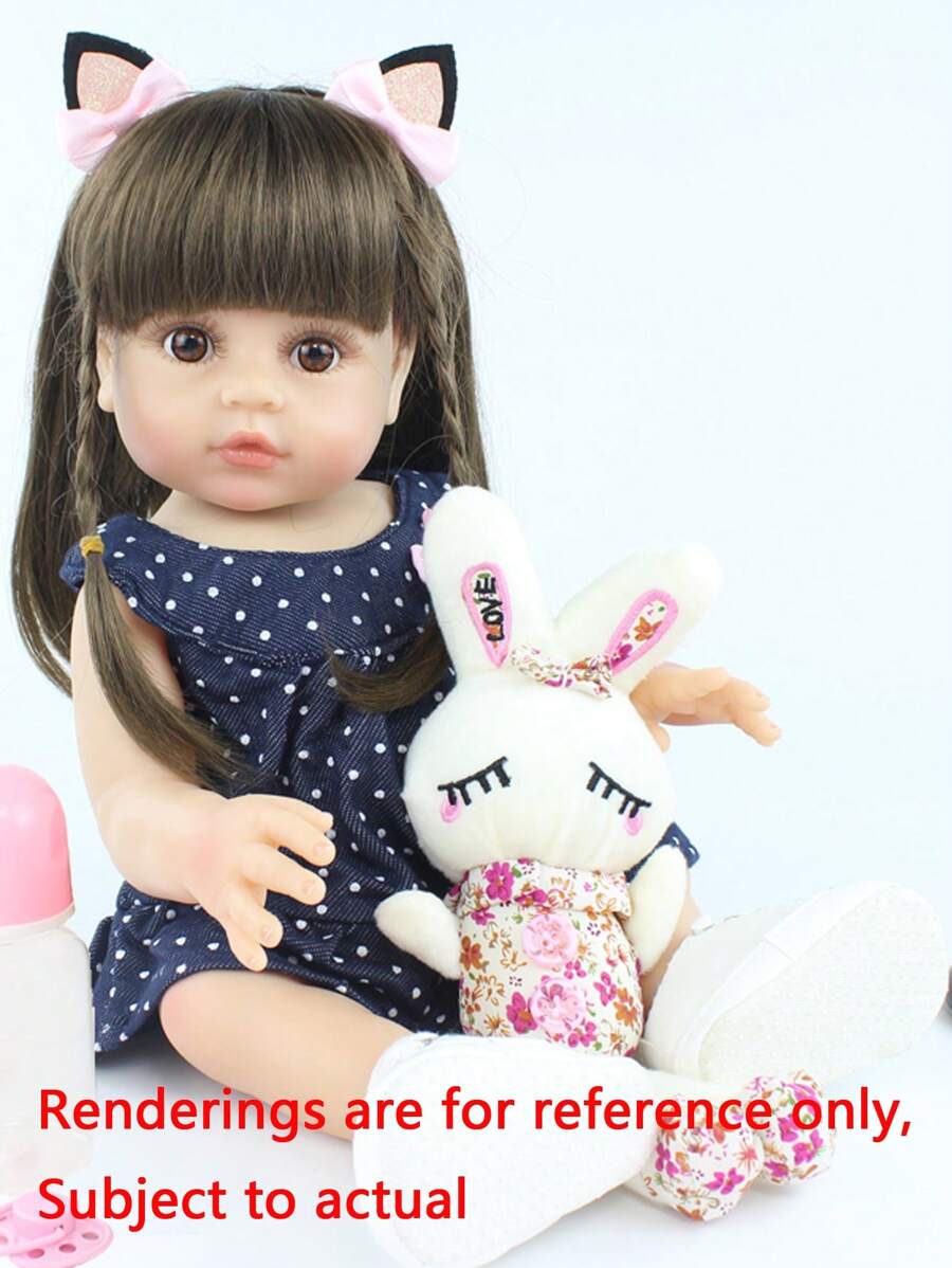 GUESSBELLY 逼真 48 厘米全柔软硅胶身体重生婴儿娃娃玩具，适合女孩，19 英寸新生婴儿，可爱生日礼物 - 藏蓝色 - 查看 1