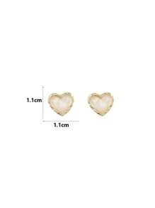 1 对复古优雅小巧猫眼心形耳钉，简约设计耳环配件