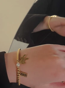 1入組「立即致富」馬設計手鍊,男女適用 - 金黃色 - 查看 8