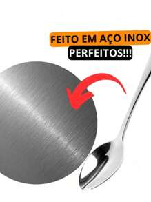 Jogo De Colher 12 Peças Inox Alto Brilho - Cinza Claro - Visão 8
