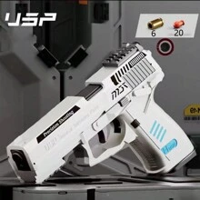 1pc Ejecting Shell Drum Usp Soft Bullet Toy Gun, Mechanical Burst Fire - White - View 2