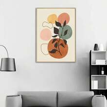 1張抽象壁藝-花市多彩海報橙色植物油畫北歐風格客廳裝飾畫,不含相框 - 彩色 - 查看 2