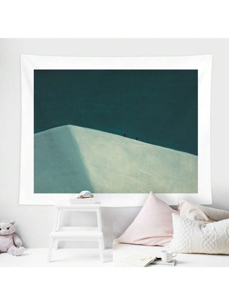1入組綠色極簡風格油畫掛毯牆藝術,臥室、客廳裝飾,臥室美學家居牆面房間裝飾掛毯 - 軍綠色 - 查看 1