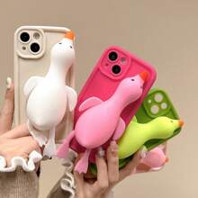 1pc Reusable Squishy Anti-Drop Duck Phone Case Compatible With IPhone - White - View 10
