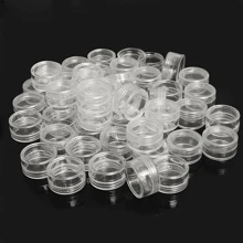 10 piezas/paquete de caja de almacenamiento pequeña redonda de plástico transparente
