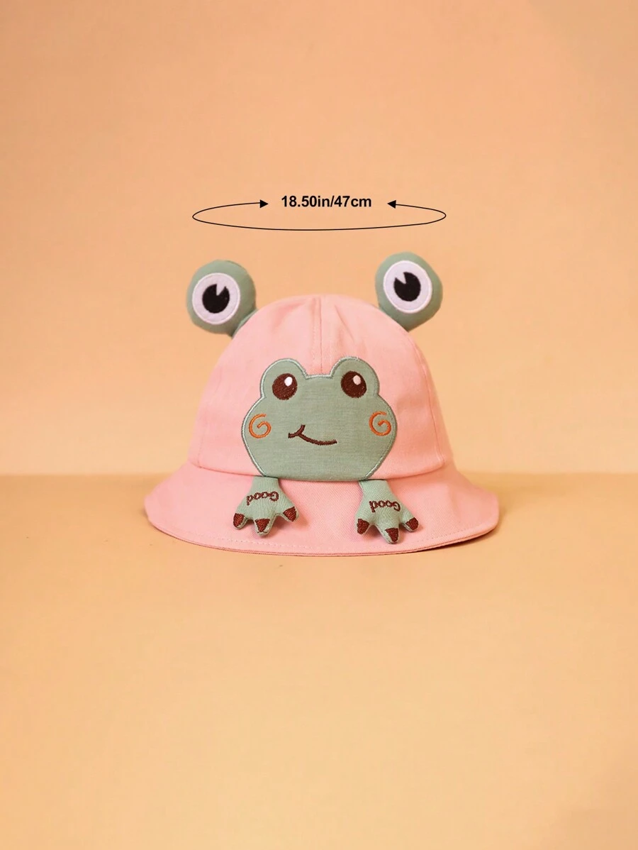 1入組嬰兒可愛青蛙刺繡漁夫帽 - 粉色 - 查看 1
