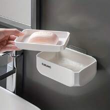 1個肥皂盤,浴室肥皂盤,自排水肥皂托盤,壁掛肥皂架,肥皂海綿架,浴室收納組織者及配件 - 灰色 - 查看 1