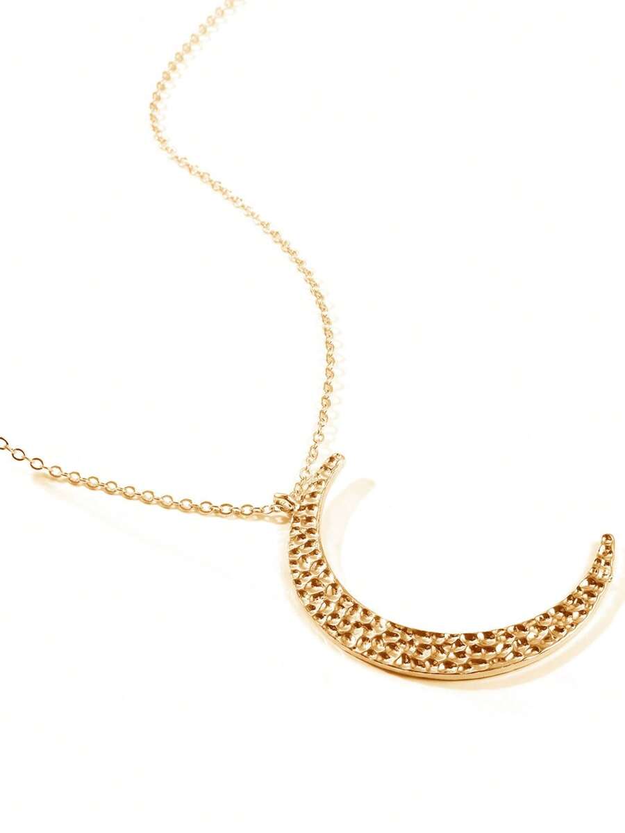 1Pc Fashion Minimalist Style Exaggerated Crescent Pendant Necklace Sweater Chain Necklace Accessories Elegant Goddess's Favorite - Yellow Gold - View 1