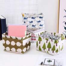 Panier De Rangement En Tissu Pliable Pour L'organisation De Bureau, Convient Pour Une Utilisation En Dortoir Et À La Maison Comme Boîte De Rangement Cosmétique