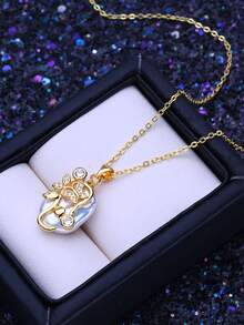 1 件时尚优雅淡水大珍珠项链，蝴蝶设计，几何巴洛克不对称珍珠吊坠项链，适合女士派对、婚礼、节日礼物 - 蝴蝶設計 - 查看 2