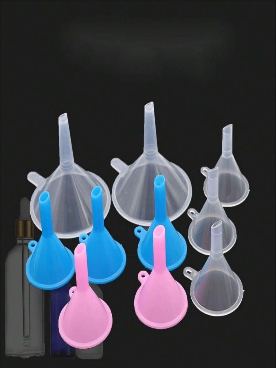 5/10入組小漏斗套裝,適用於轉移液體和干燥成分、香水和化妝工具,家用塑料漏斗、寵物瓶裝,拇指大小的小工具（隨機顏色） - 彩色 - 查看 1