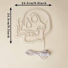 1pc Backboard Led Neon Sign, Halloween Cigarette Skull Neon Sign, Indoor Decorative Light, Line Switch 5V USB Powered Wall Hanging Light Halloween Decoration Room Decor Halloween Garden Decor For Gift Fairy Holiday Decor Festival Decor - Multicolor - View 3