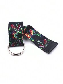 1pc Women's Canvas Belt With Large Flower Pattern, Versatile Waistband For Cargo Pants - Multicolor - View 3