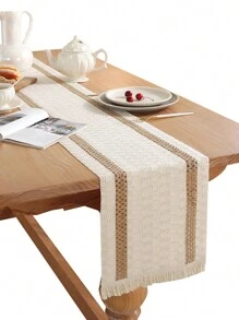 1pc Nordic Simple & Luxurious Style Table Runner With Tassel Decoration For Festival Tea/Coffee Table - L - View 7