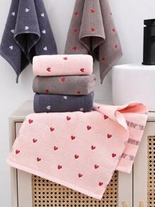 2pcs Heart Jacquard Thickened Absorbent Soft Skin-Friendly Cotton Adult Face Towels, Mixed Colors - Multicolor - View 2