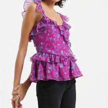 French Connection Aden Bai Lurex Frill Cami Top In Dahlia - dahlia - View 4