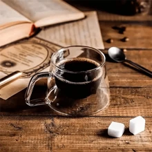 1 Pièce Tasse À Expresso Isolée À Double Couche Avec Poignée - 200 Ml/6,76 Oz - Parfait Pour Les Boissons Chaudes Et Froides - Idéal Pour Le Latte, Le Cappuccino, Le Thé Au Lait, Le Jus - Élégant Et Durable Mug En Verre Pour Le Maison Et Le Bureau