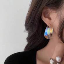 Sweet, Cool And Colorful Hong Kong Style Earrings For Women, Niche Light Luxury And High-End Half-Circle Acrylic Earrings, Elegant Laser Earrings - Colorful - View 3